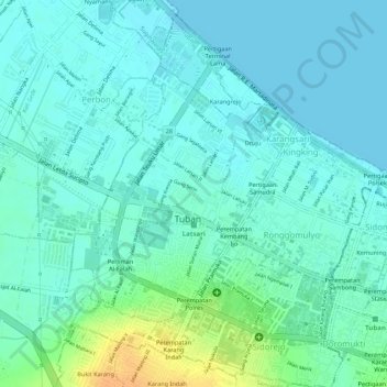 Mapa topográfico Latsari, altitud, relieve