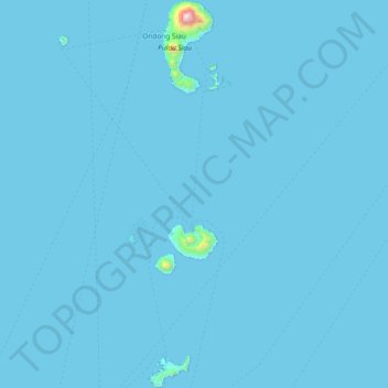 Mapa topográfico Kepulauan Siau Tagulandang Biaro, altitud, relieve