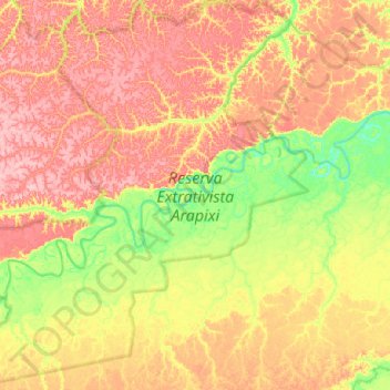 Mapa topográfico Reserva Extrativista Arapixi, altitud, relieve