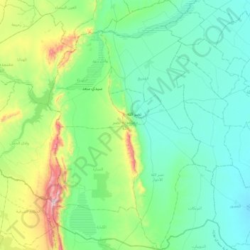 Mapa topográfico Nasrallah, altitud, relieve