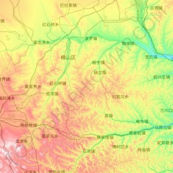 Mapa topográfico 横山区, altitud, relieve