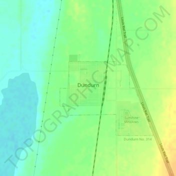 Mapa topográfico Dundurn, altitud, relieve