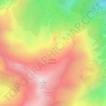 Mapa topográfico Hadley Glacier, altitud, relieve
