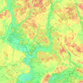 Mapa topográfico Ветковский район, altitud, relieve