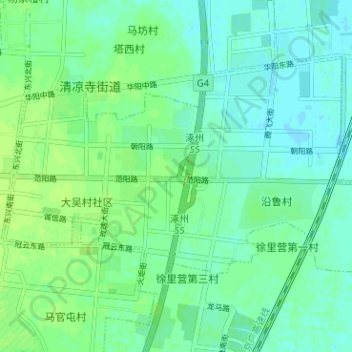 Mapa topográfico 涿州经济开发区, altitud, relieve