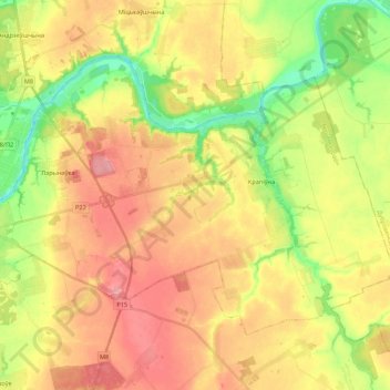 Mapa topográfico Крапивенский сельский Совет, altitud, relieve