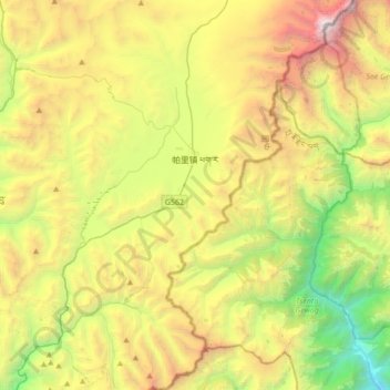 Mapa topográfico 帕里镇, altitud, relieve
