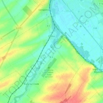 Mapa topográfico Coolus, altitud, relieve