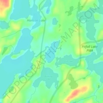 Mapa topográfico Link Lake, altitud, relieve