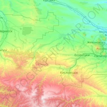 Mapa topográfico Предгорный муниципальный округ, altitud, relieve