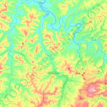 Mapa topográfico Conchas, altitud, relieve