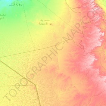 Mapa topográfico Bir Amir, altitud, relieve