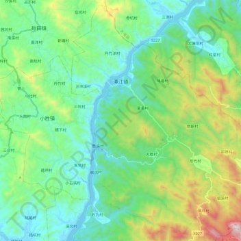 Mapa topográfico 潭江镇, altitud, relieve