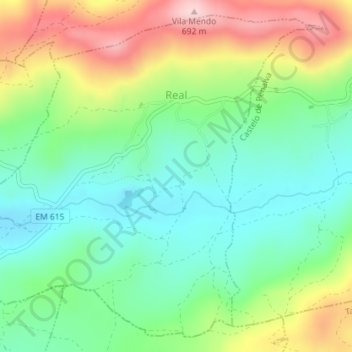 Mapa topográfico Real, altitud, relieve