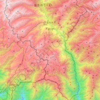 Mapa topográfico 下亚东乡, altitud, relieve