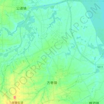 Mapa topográfico 方巷镇, altitud, relieve