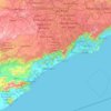 Mapa topográfico Região Metropolitana da Baixada Santista, altitud, relieve