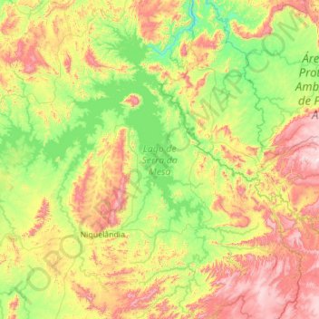 Mapa topográfico Lago de Serra da Mesa, altitud, relieve