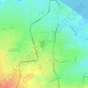 Mapa topográfico Parroquia Juana de Ávila, altitud, relieve