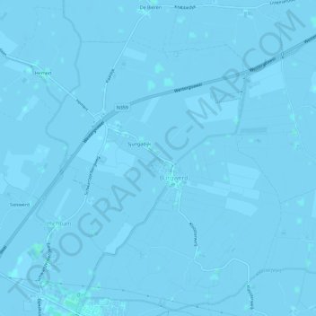 Mapa topográfico Burgwerd, altitud, relieve