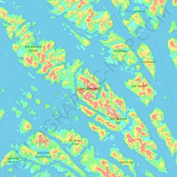 Mapa topográfico Islas Rennell, altitud, relieve