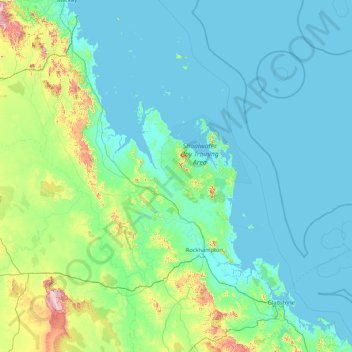 Mapa topográfico Livingstone Shire, altitud, relieve