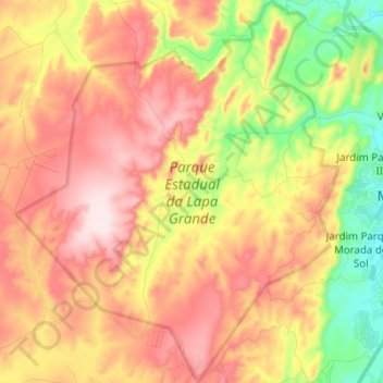 Mapa topográfico Parque Estadual da Lapa Grande, altitud, relieve