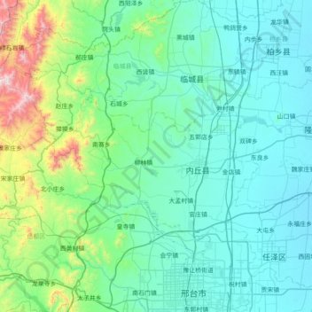 Mapa topográfico 内丘县, altitud, relieve
