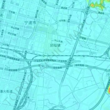 Mapa topográfico 邱隘镇, altitud, relieve