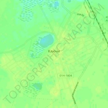 Mapa topográfico Klyuchi, altitud, relieve