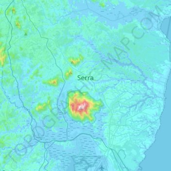 Mapa topográfico Serra, altitud, relieve
