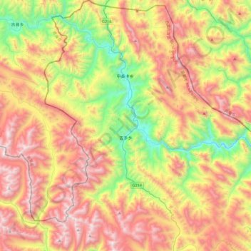 Mapa topográfico 吉多乡, altitud, relieve