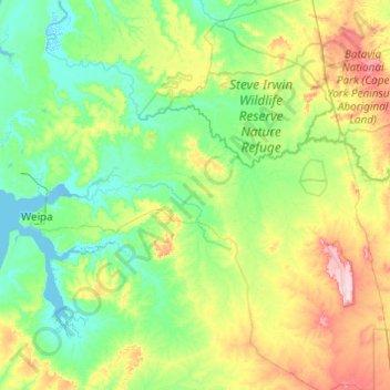 Mapa topográfico Napranum Aboriginal Shire, altitud, relieve