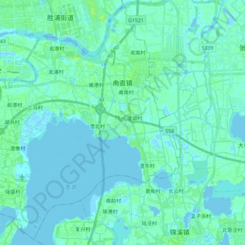 Mapa topográfico 甪直镇, altitud, relieve