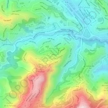 Mapa topográfico Cerro Verde, altitud, relieve