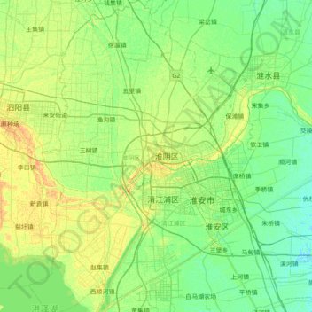 Mapa topográfico 淮阴区, altitud, relieve