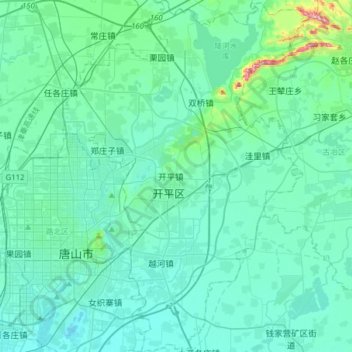Mapa topográfico 开平区, altitud, relieve