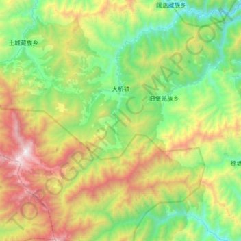 Mapa topográfico 大桥镇, altitud, relieve