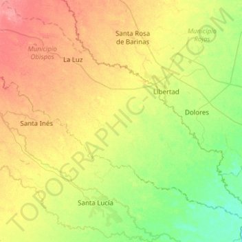 Mapa topográfico Parroquia La Luz, altitud, relieve