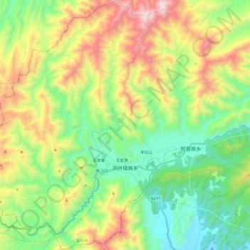 Mapa topográfico 洞井瑶族乡, altitud, relieve