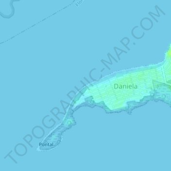 Mapa topográfico Praia da Daniela, altitud, relieve