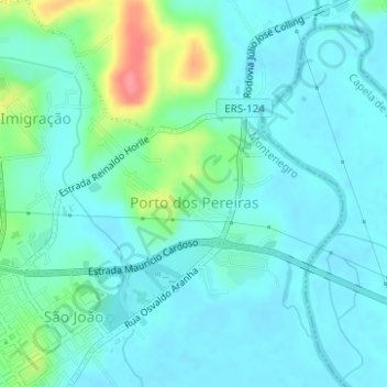 Mapa topográfico Porto dos Pereiras, altitud, relieve
