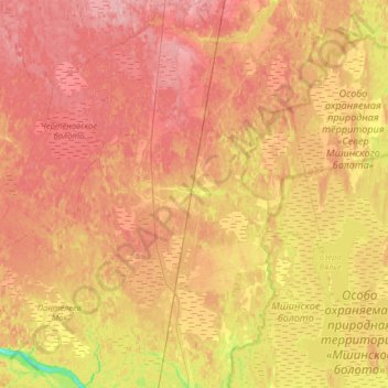 Mapa topográfico Мшинское сельское поселение, altitud, relieve