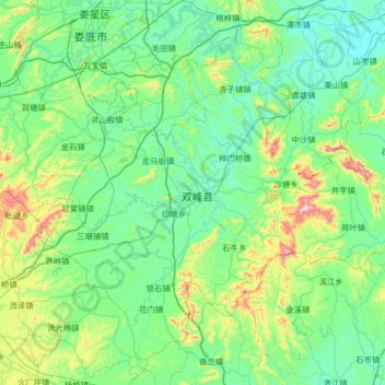 Mapa topográfico 双峰县, altitud, relieve