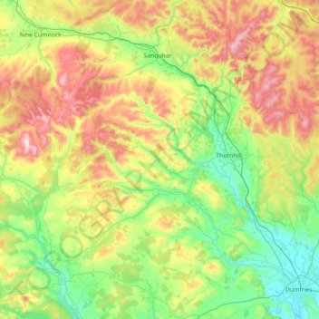 Mapa topográfico River Nith, altitud, relieve