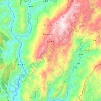 Mapa topográfico 古林箐乡, altitud, relieve