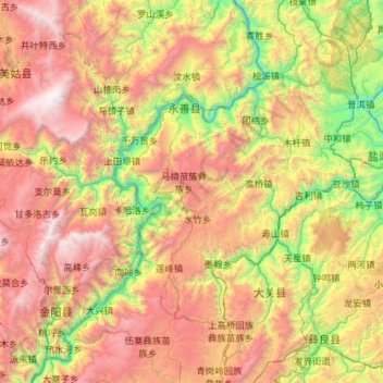Mapa topográfico 永善县, altitud, relieve