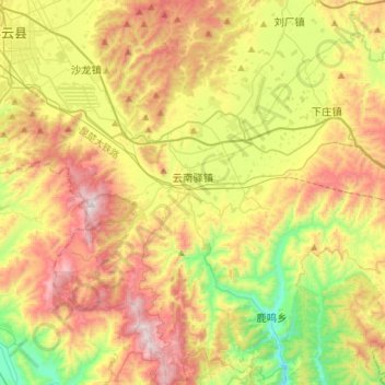 Mapa topográfico 云南驿镇, altitud, relieve
