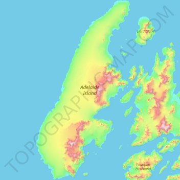 Mapa topográfico Isla Adelaida, altitud, relieve