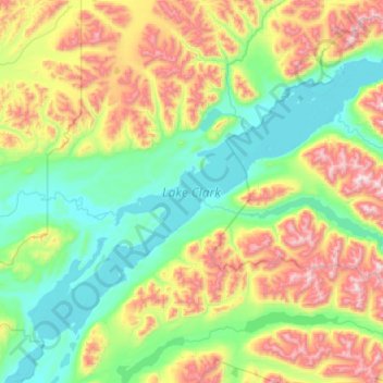 Mapa topográfico Lake Clark, altitud, relieve